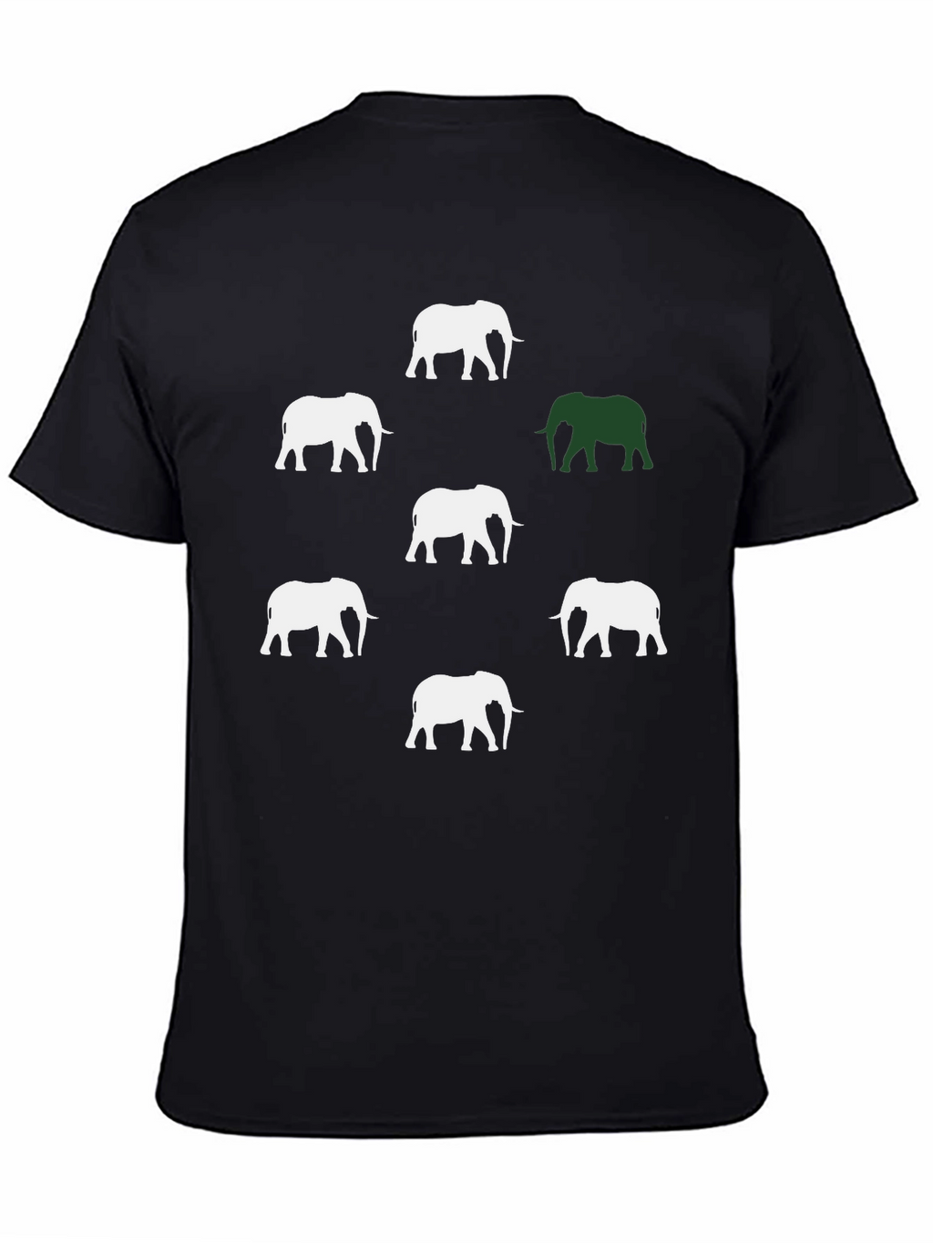 Elephant Pattern Graphic Tee - Black