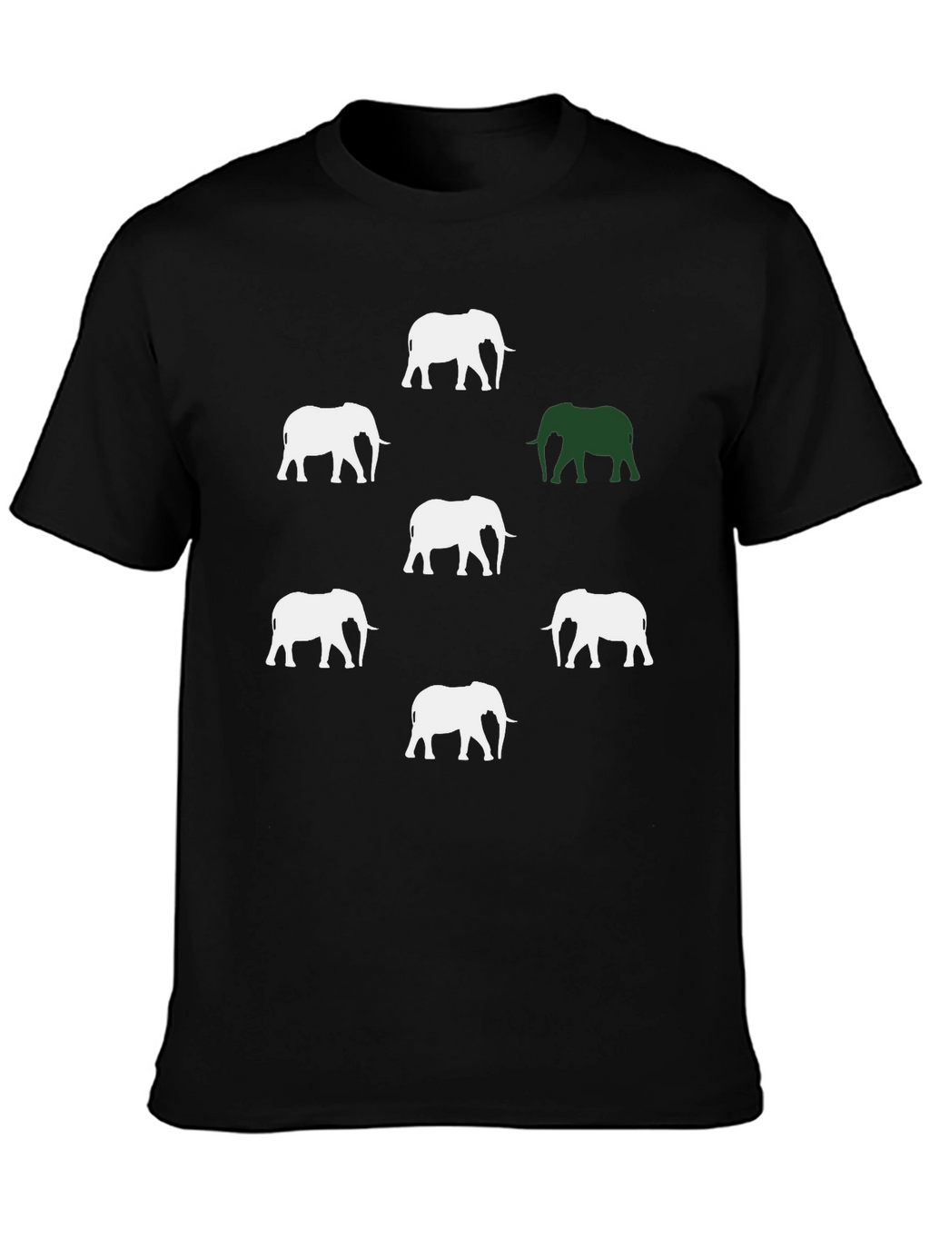 Elephant Pattern Graphic Tee - Black