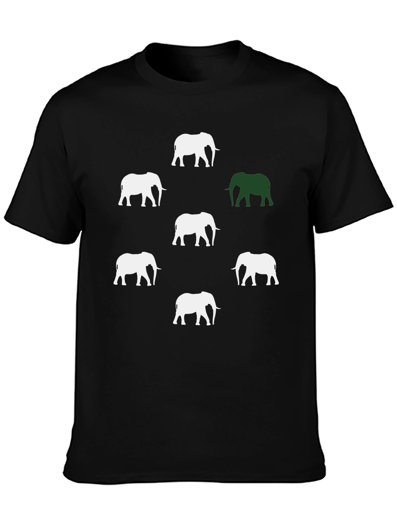 Elephant Pattern Graphic Tee - Black