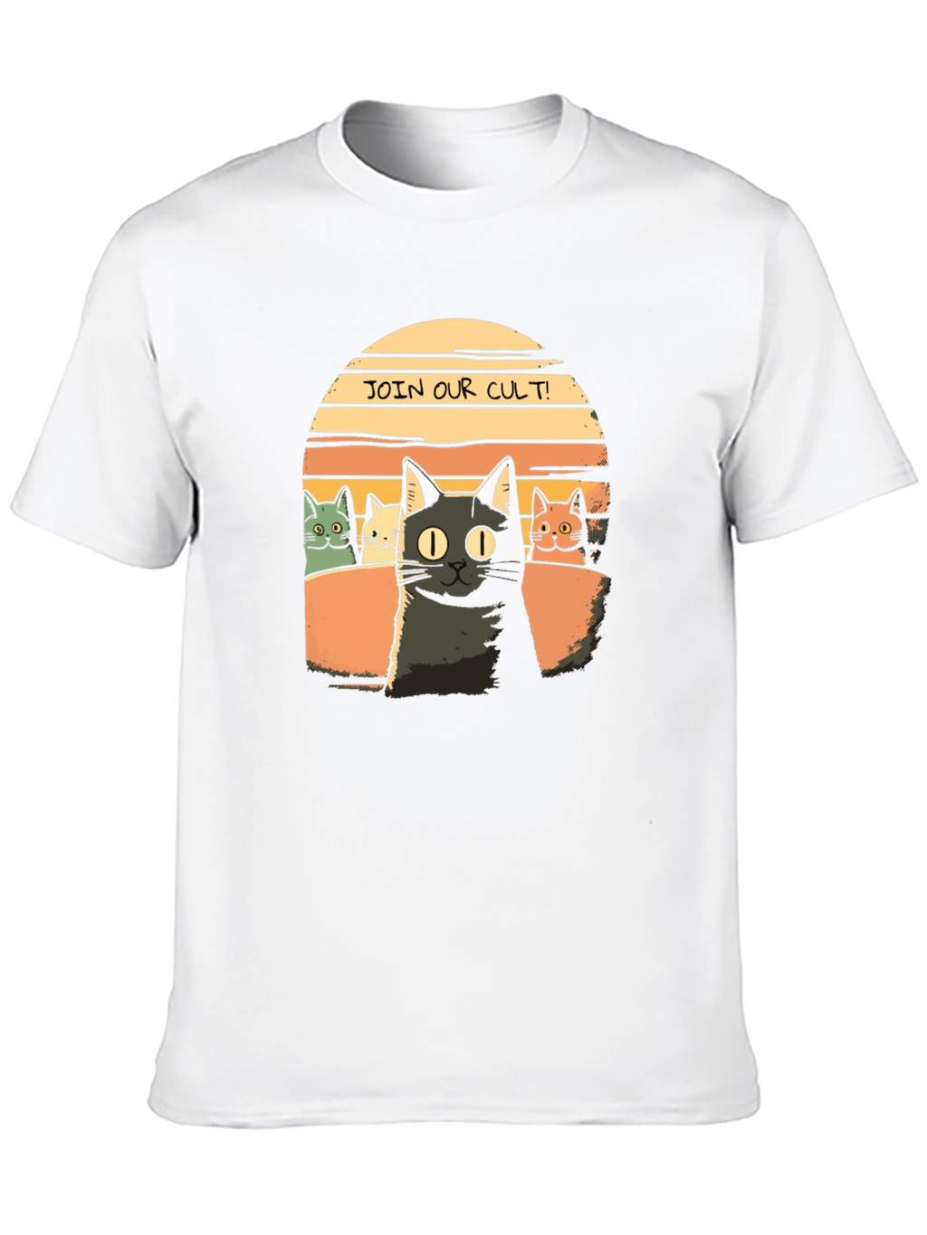 Join Our Cult! Cat Graphic Black T-Shirt