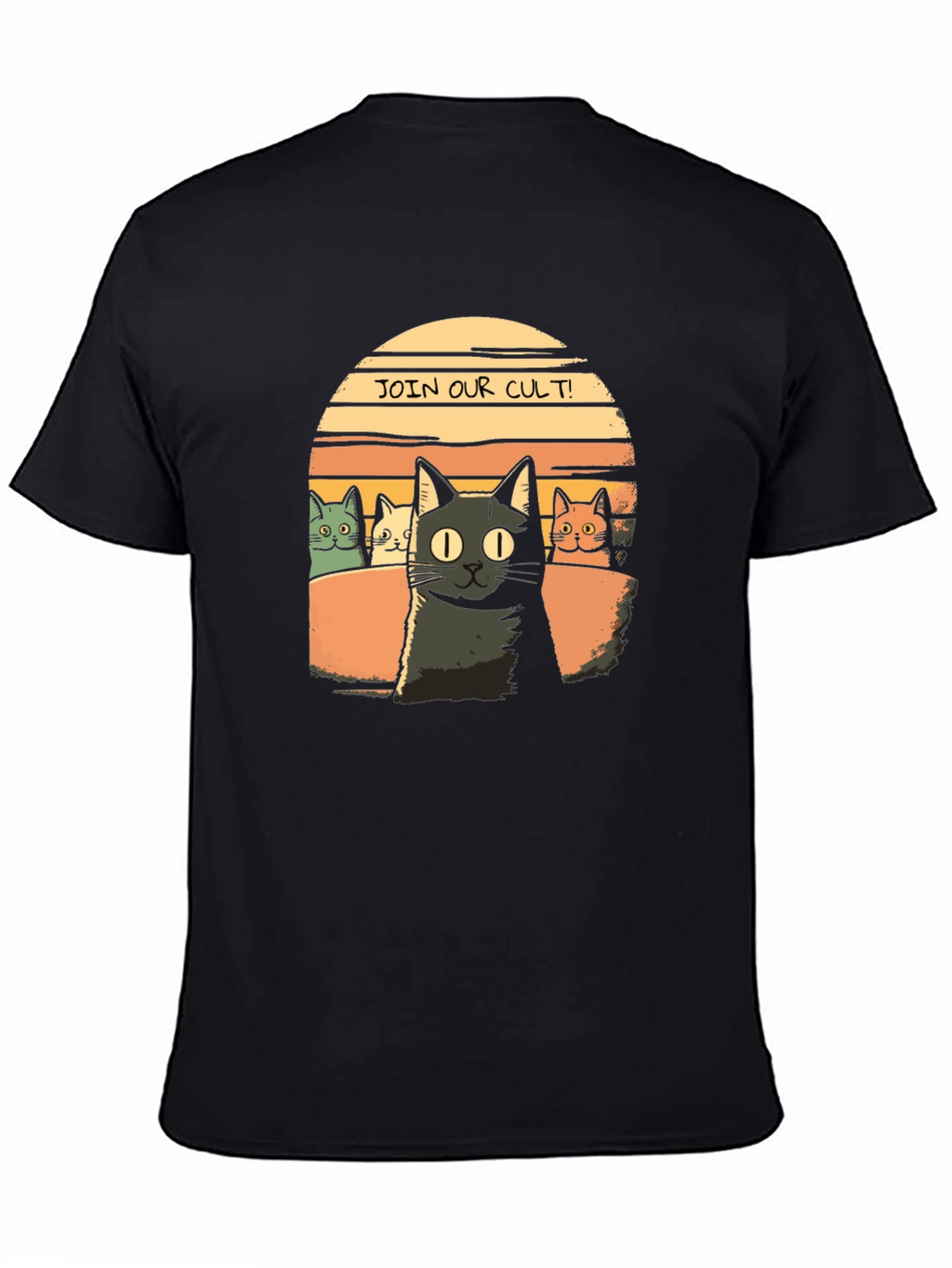 Join Our Cult! Cat Graphic Black T-Shirt