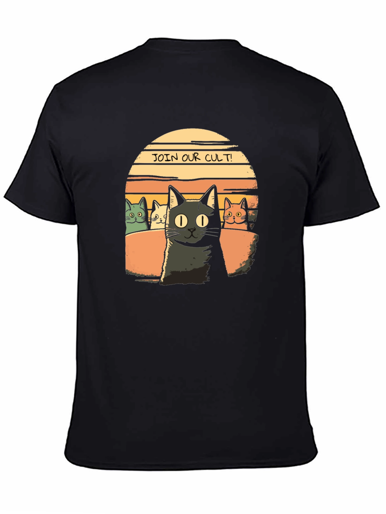 Join Our Cult! Cat Graphic Black T-Shirt