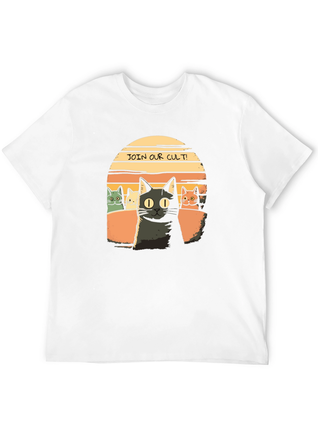 Join Our Cult! Cat Graphic Black T-Shirt