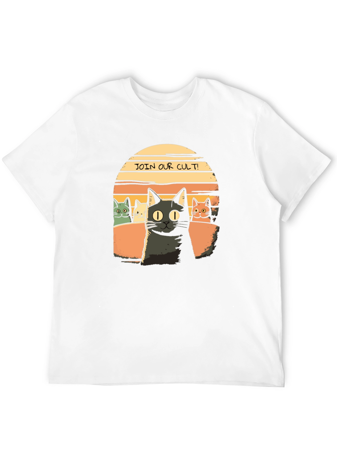 Join Our Cult! Cat Graphic Black T-Shirt