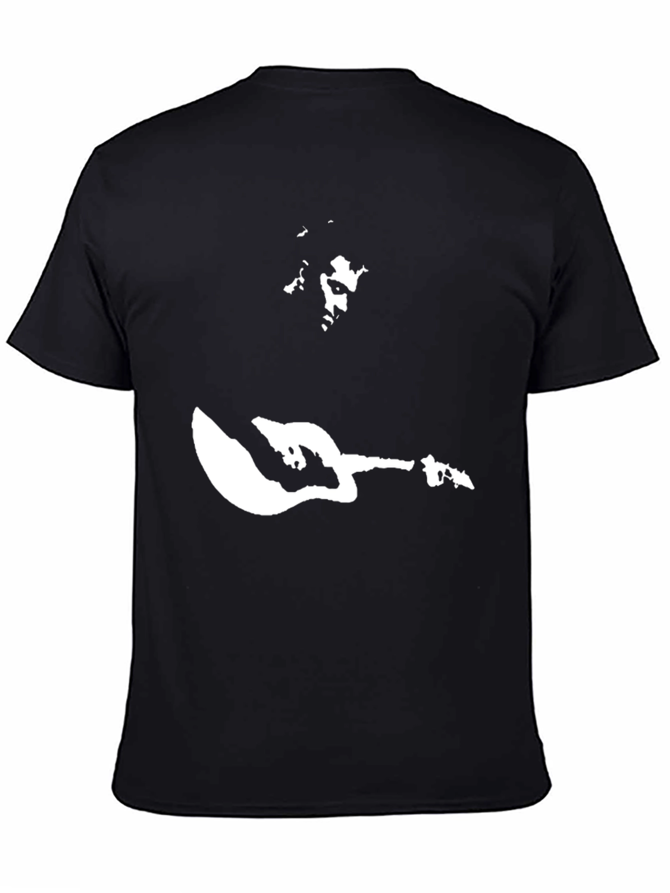 Black T-Shirt with Musician Graphic Print