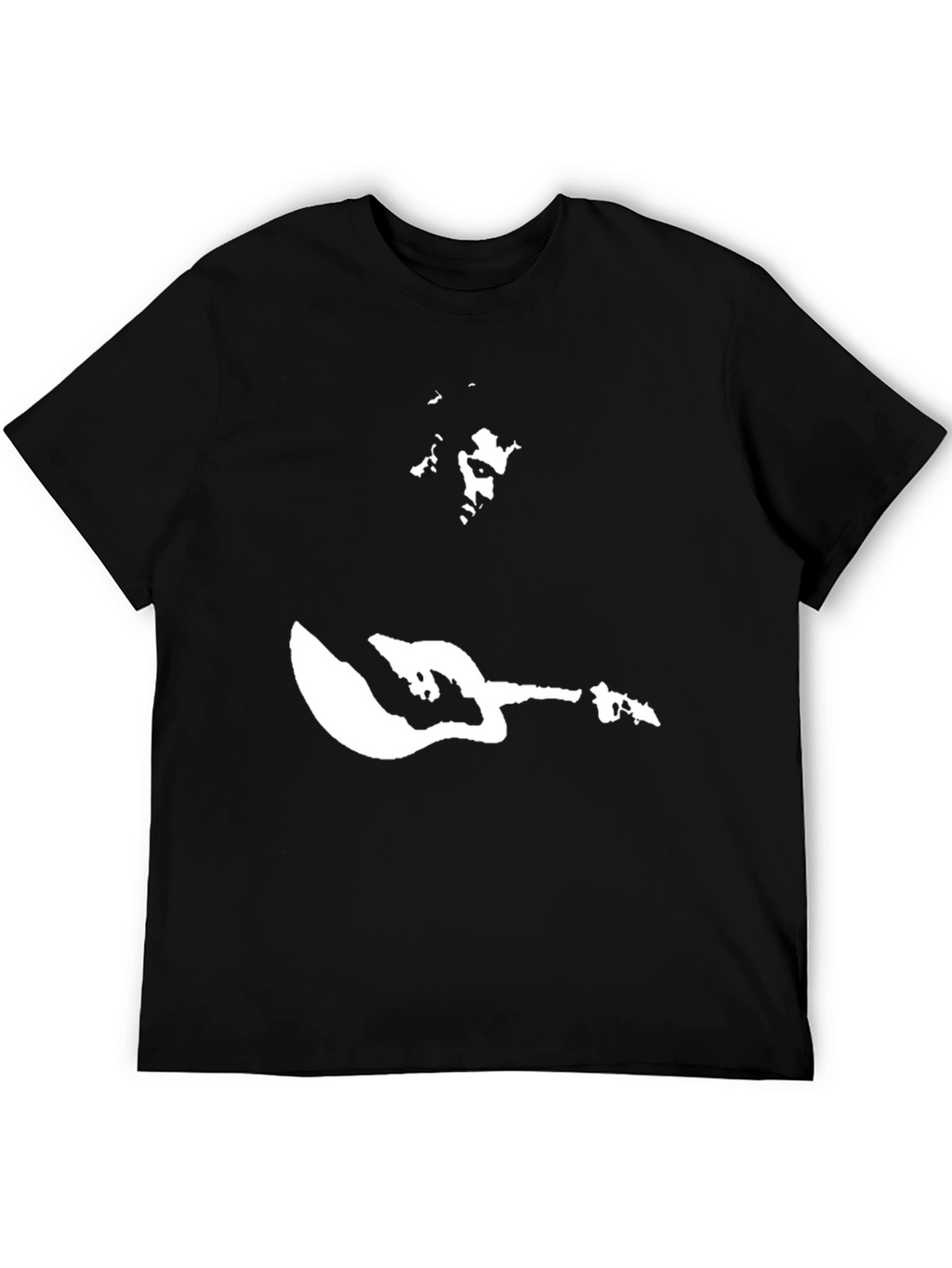 Black T-Shirt with Musician Graphic Print