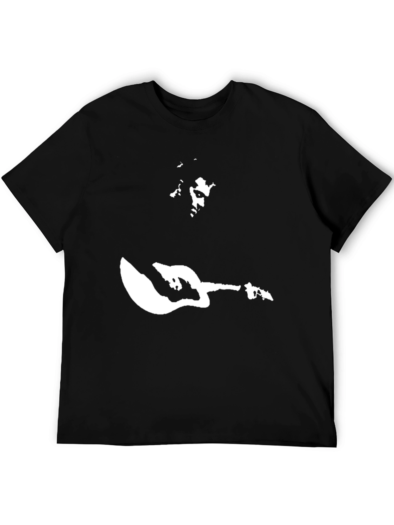 Black T-Shirt with Musician Graphic Print