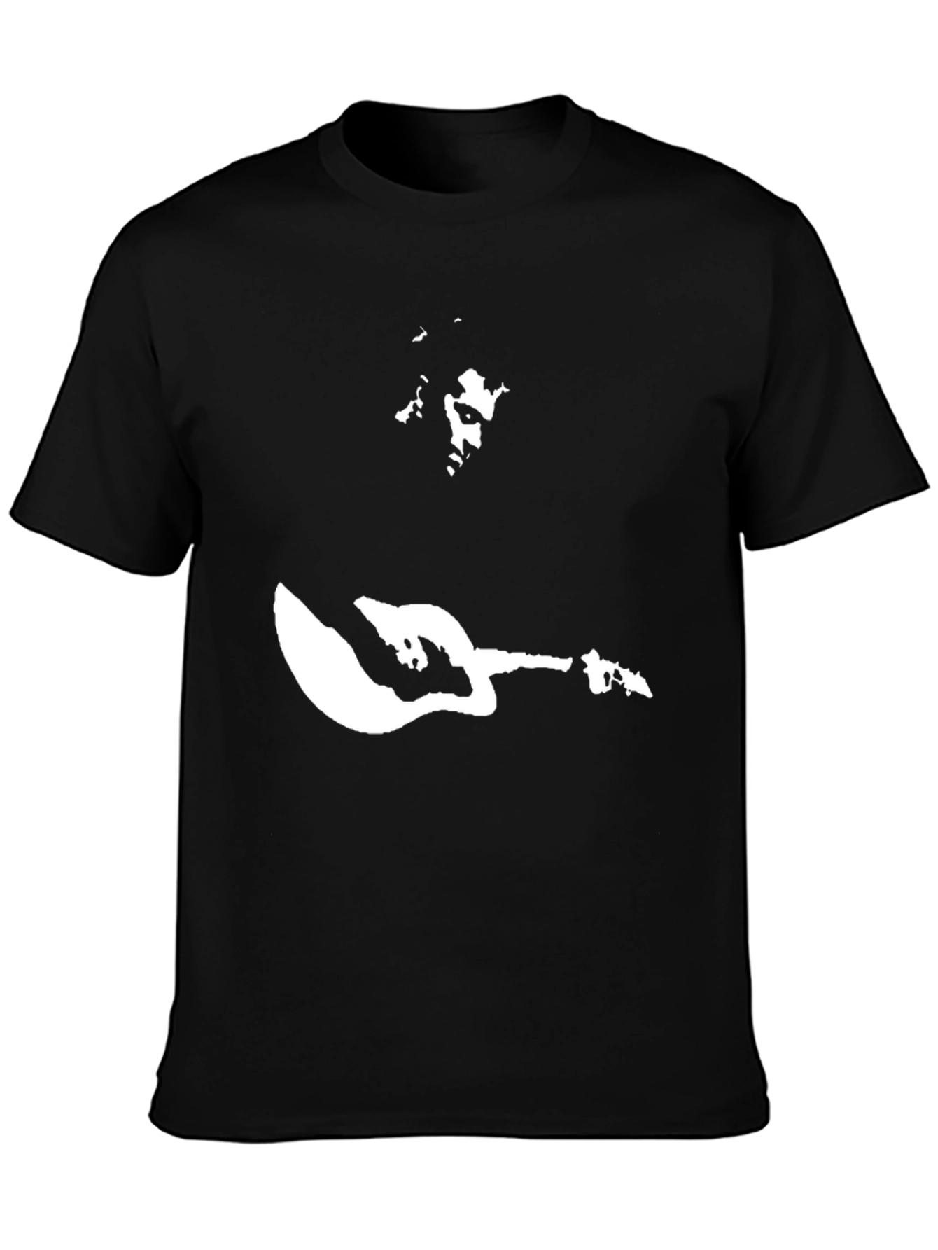 Black T-Shirt with Musician Graphic Print