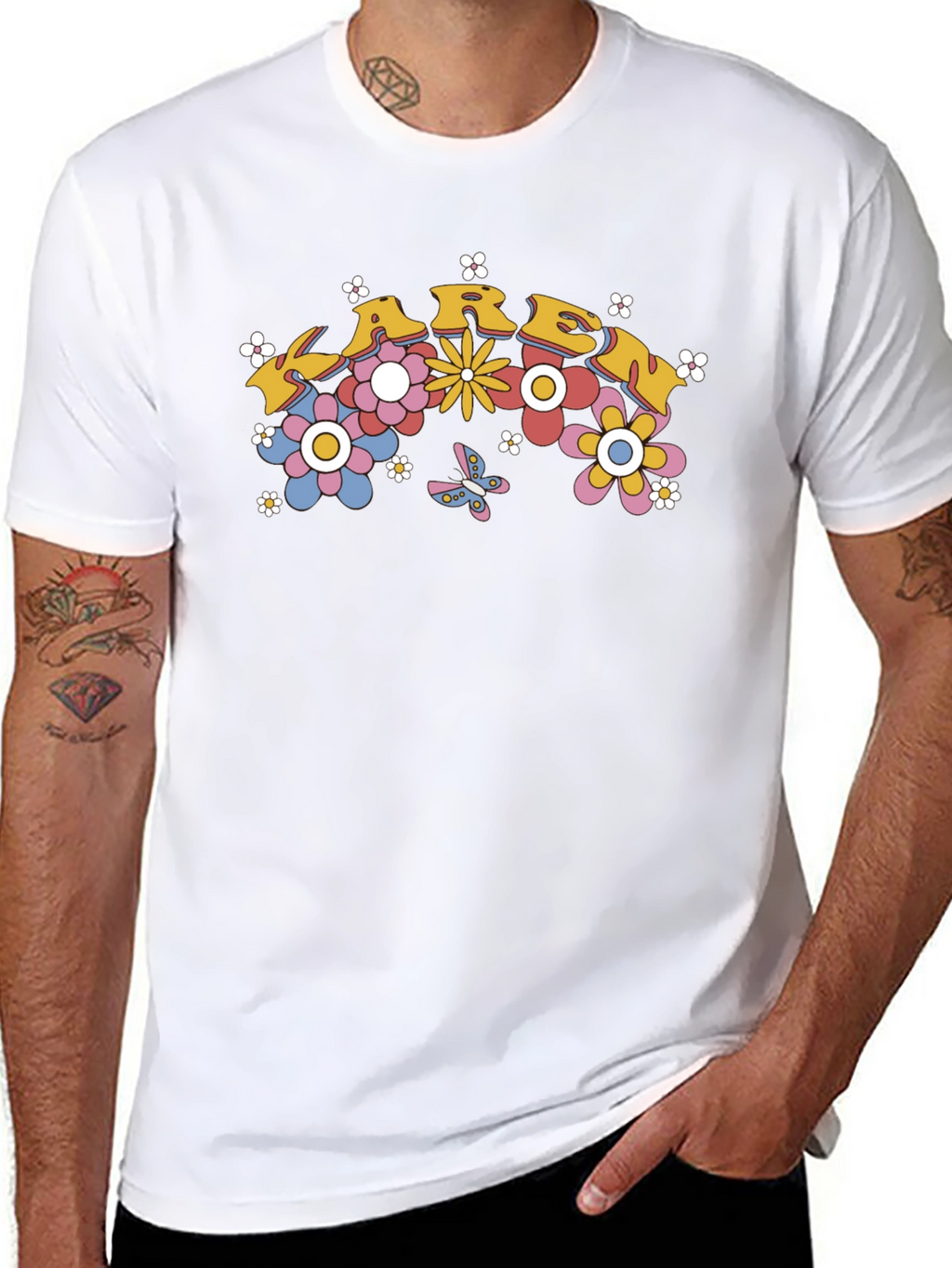 Retro Floral Karen T-Shirt - Groovy Design