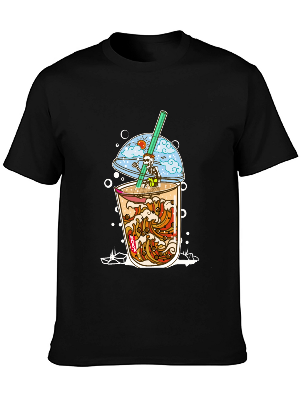 Boba Skeleton T-Shirt - Beach Vibe Graphic Tee