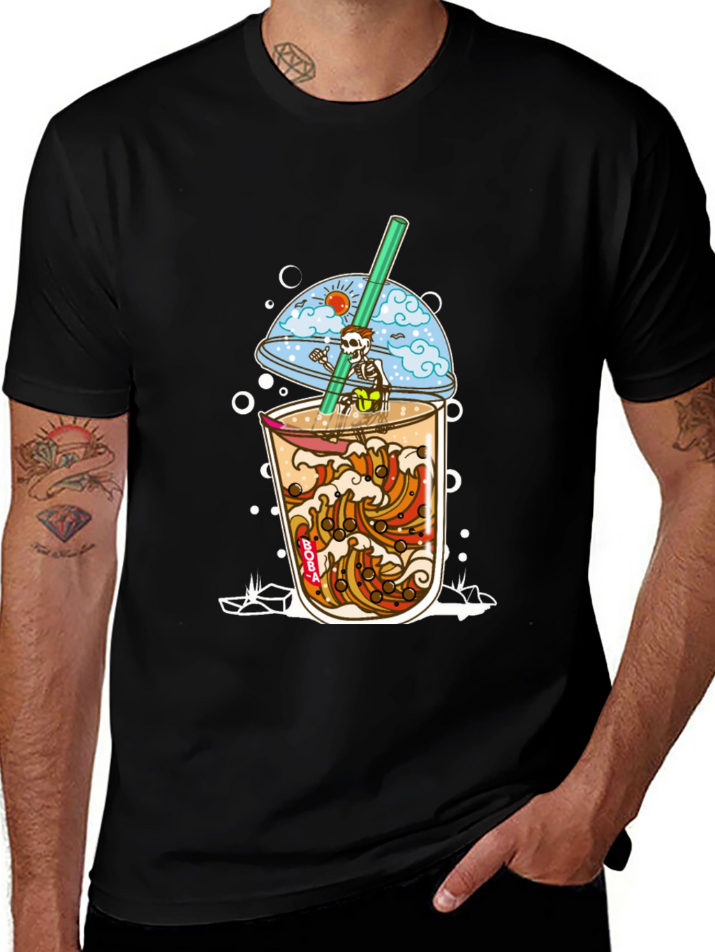 Boba Skeleton T-Shirt - Beach Vibe Graphic Tee