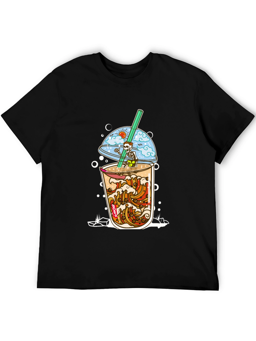 Boba Skeleton T-Shirt - Beach Vibe Graphic Tee