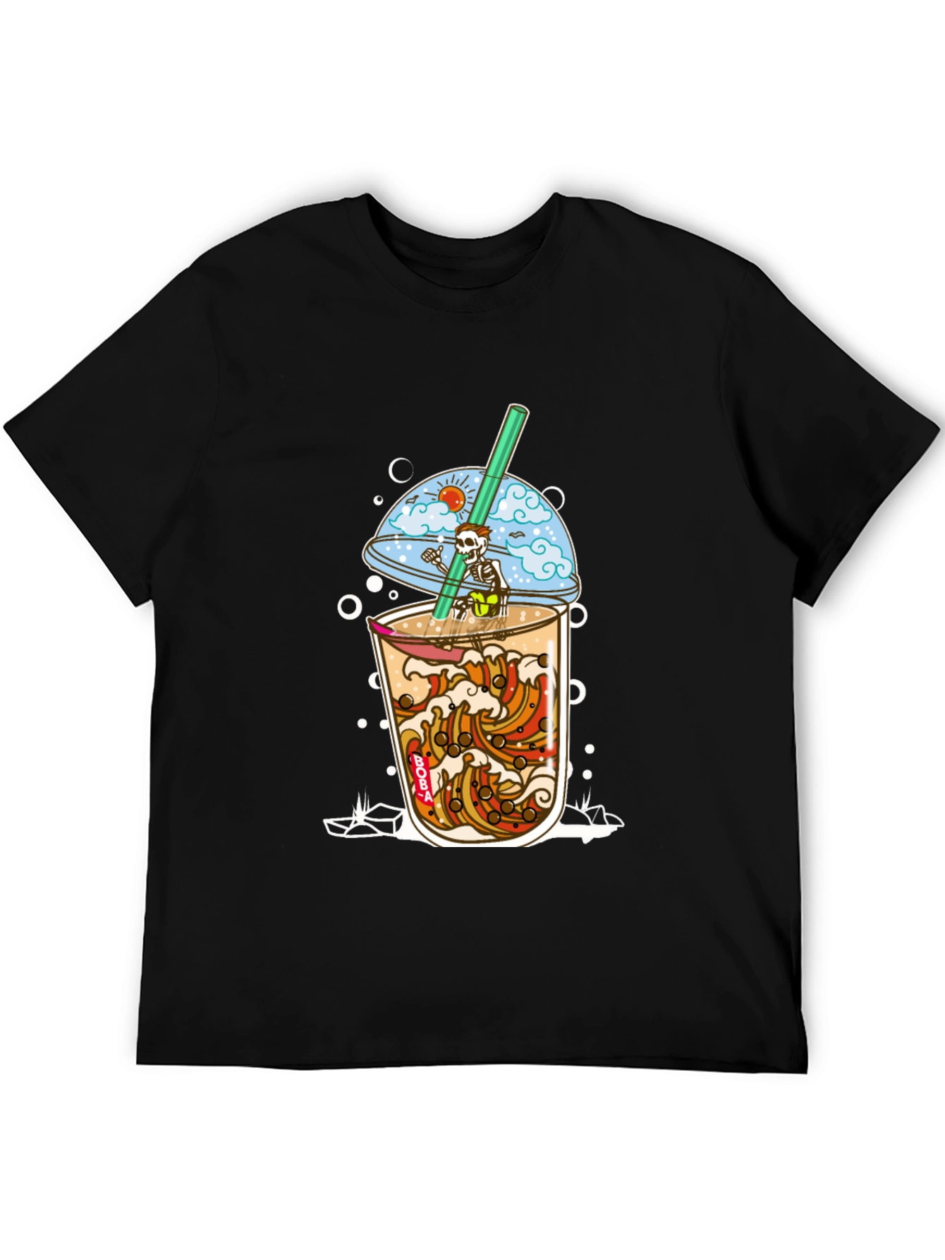 Boba Skeleton T-Shirt - Beach Vibe Graphic Tee