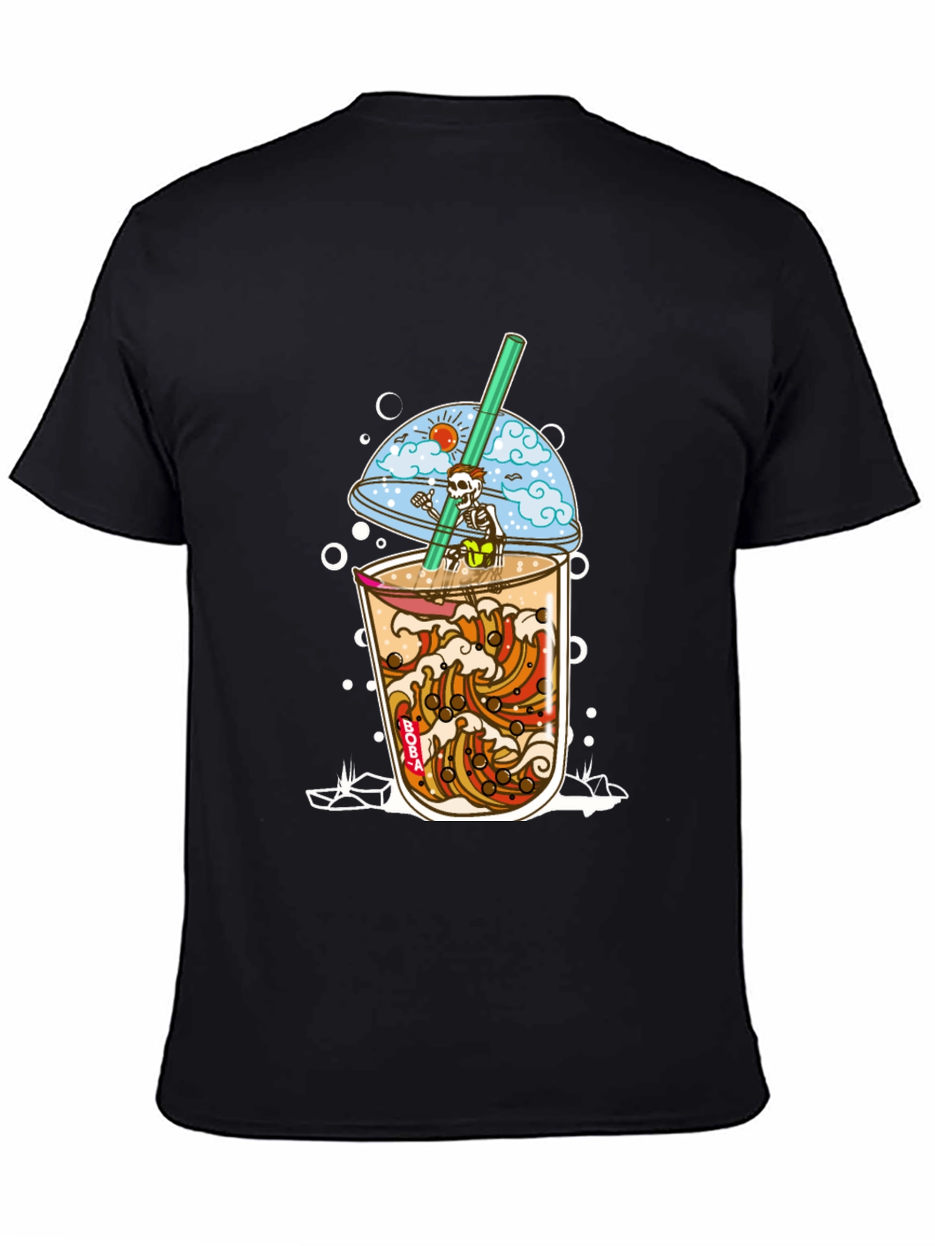 Boba Skeleton T-Shirt - Beach Vibe Graphic Tee