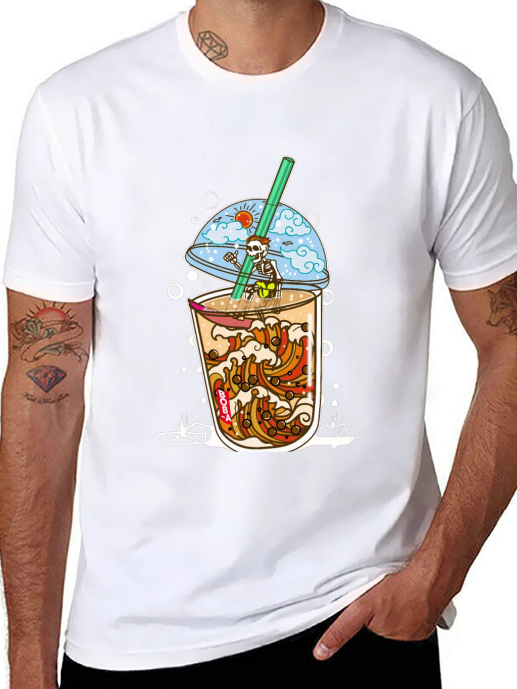 Boba Skeleton T-Shirt - Beach Vibe Graphic Tee