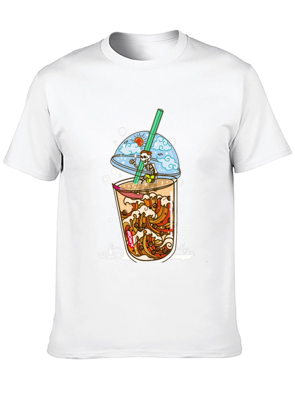 Boba Skeleton T-Shirt - Beach Vibe Graphic Tee