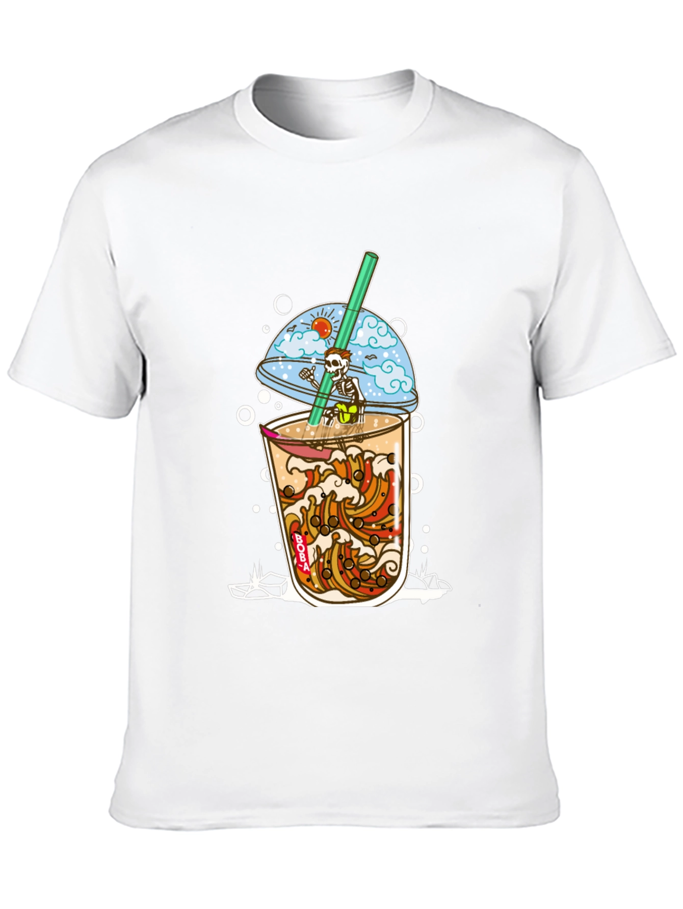 Boba Skeleton T-Shirt - Beach Vibe Graphic Tee