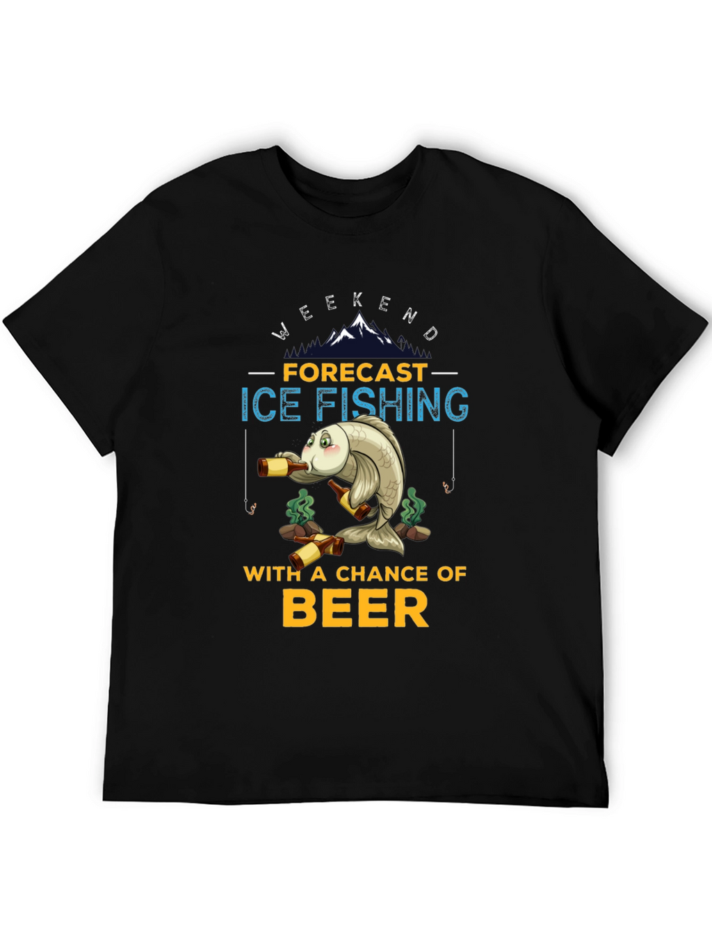 Ice Fishing & Beer Graphic T-Shirt