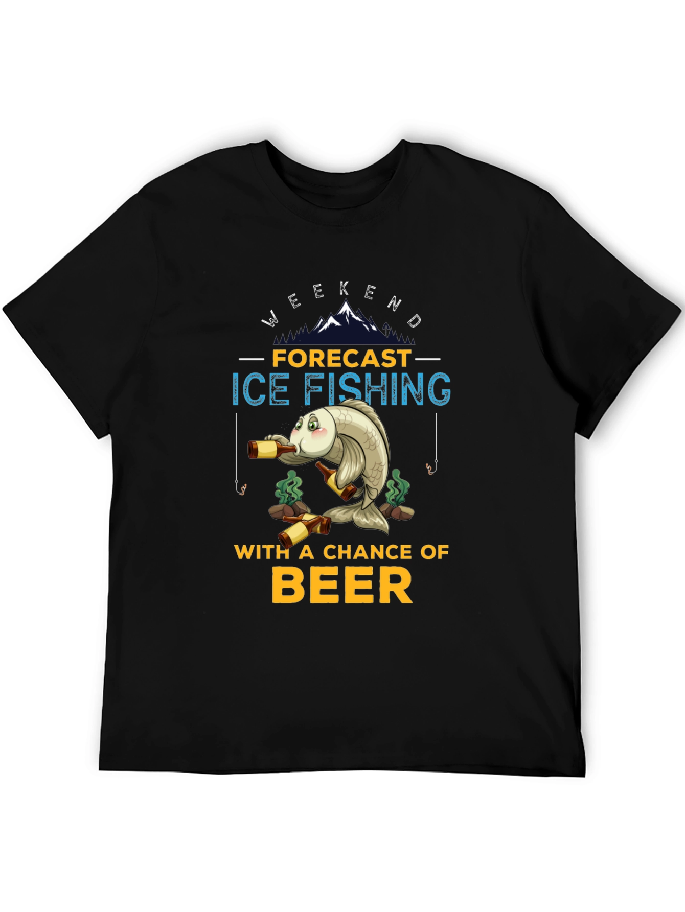 Ice Fishing & Beer Graphic T-Shirt