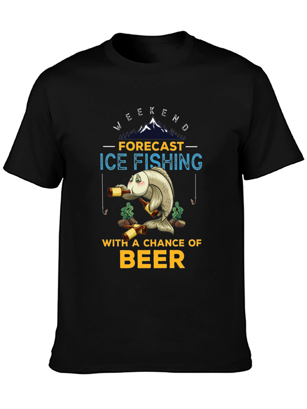 Ice Fishing & Beer Graphic T-Shirt