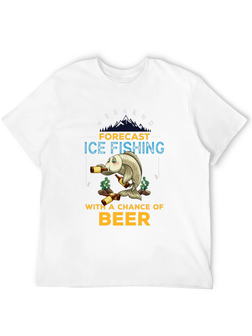 Ice Fishing & Beer Graphic T-Shirt