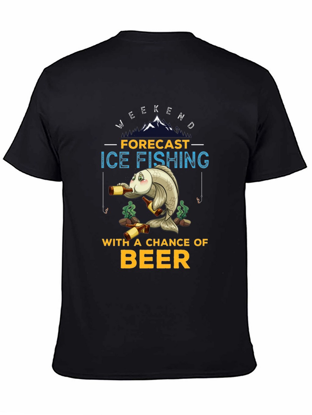 Ice Fishing & Beer Graphic T-Shirt