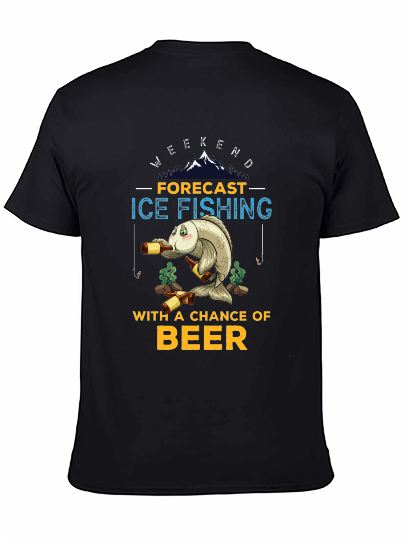 Ice Fishing & Beer Graphic T-Shirt