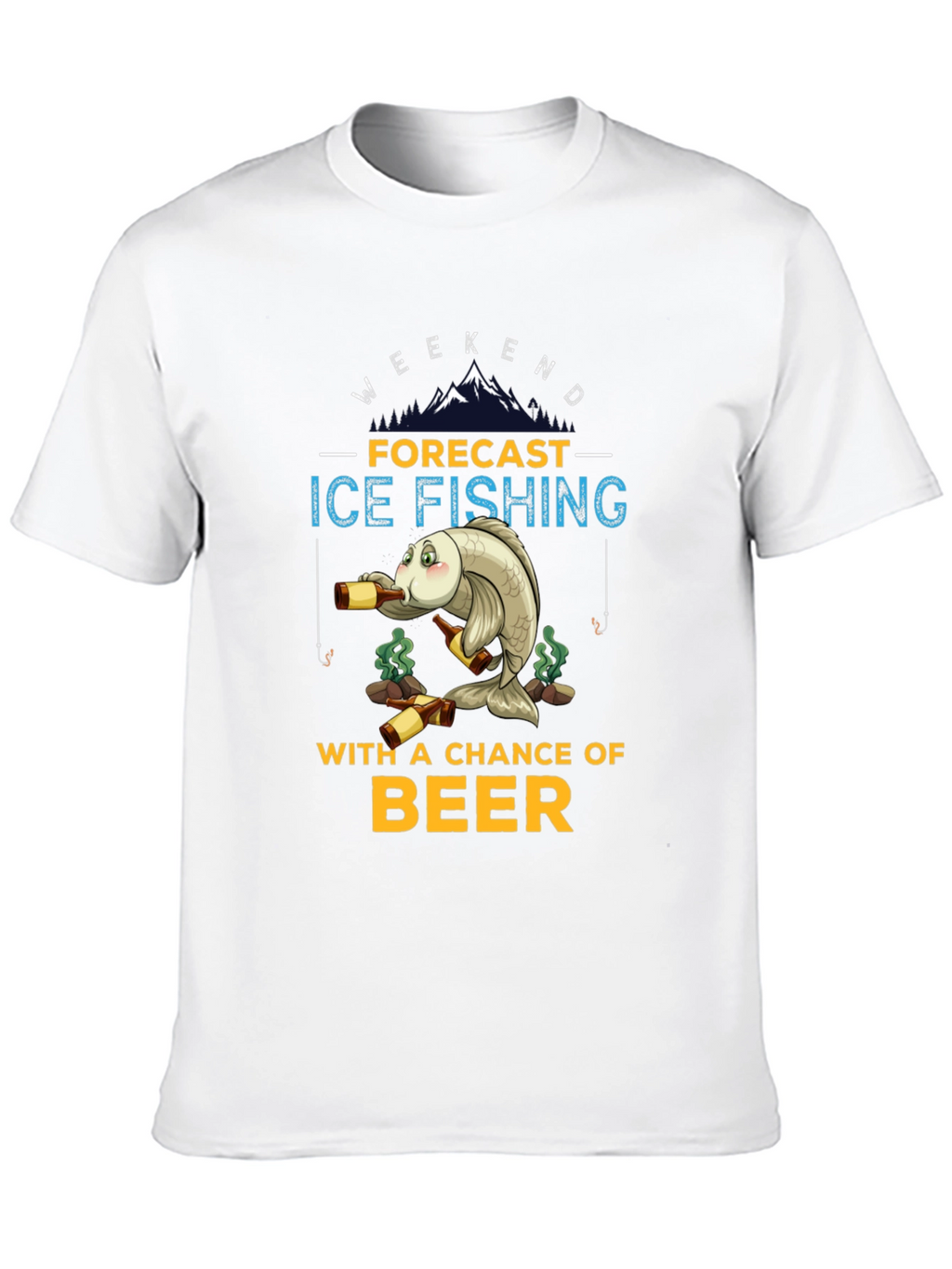 Ice Fishing & Beer Graphic T-Shirt