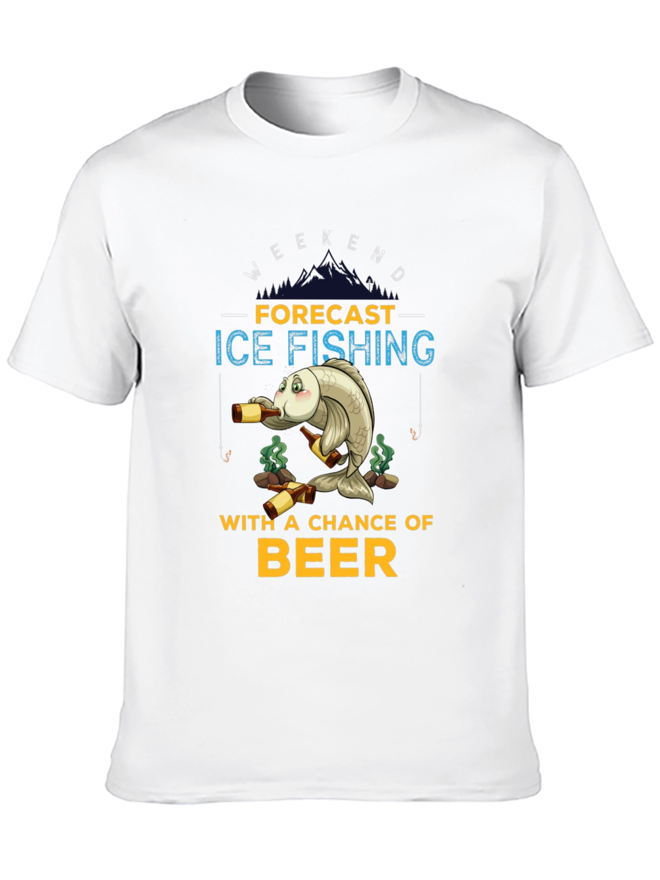 Ice Fishing & Beer Graphic T-Shirt