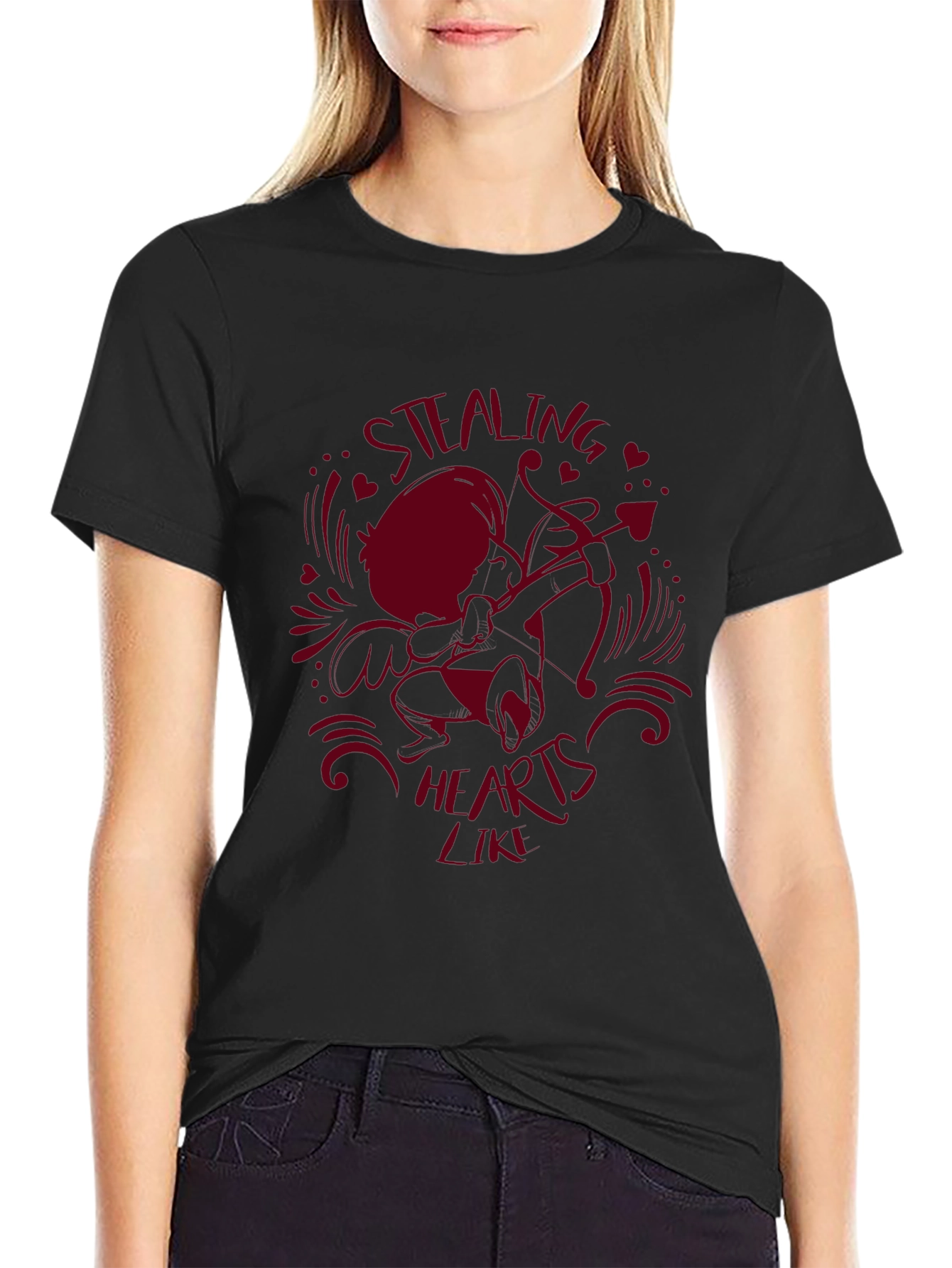 Stealing Hearts Cupid Graphic Tee - Valentines Day Shirt