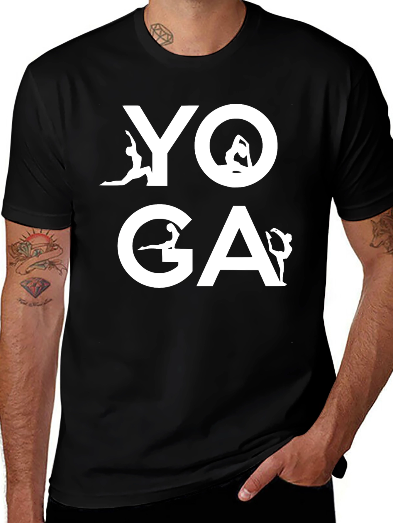 Yoga Pose Graphic Tee - Black Cotton Comfort