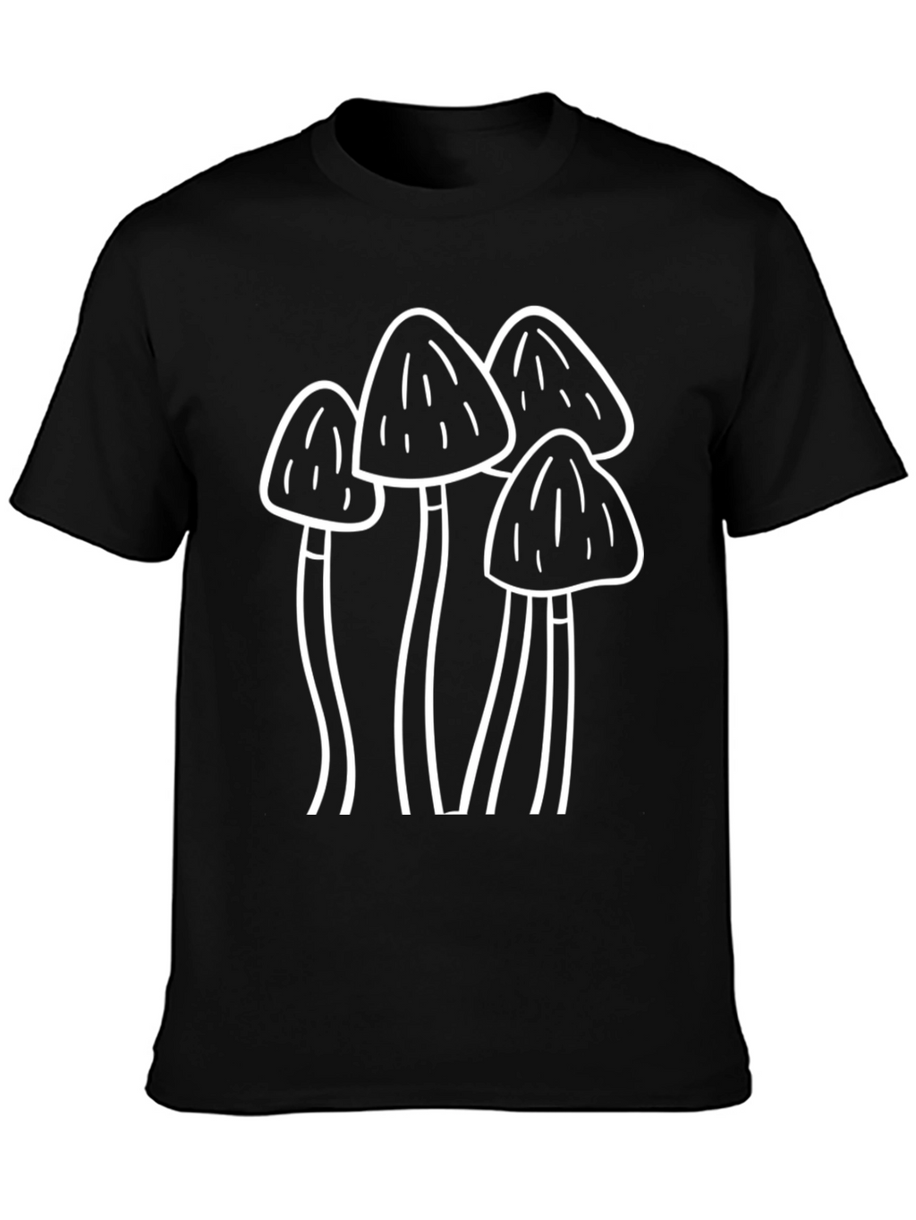 Mushroom Graphic Tee - Black Cotton Shirt