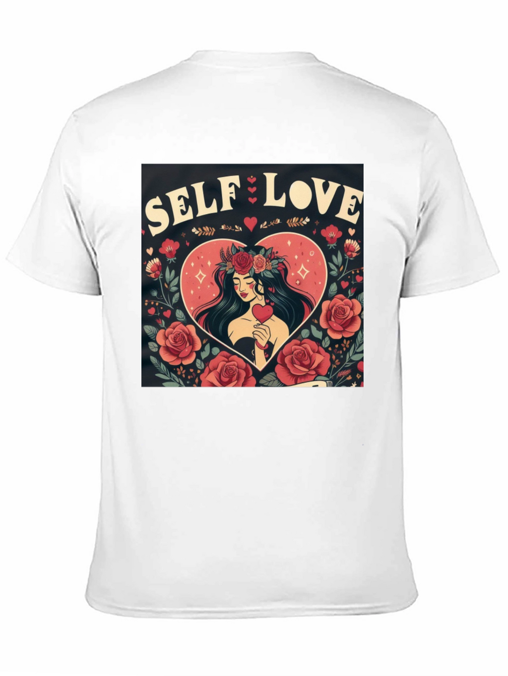 Self Love Graphic Tee Heart & Rose Design