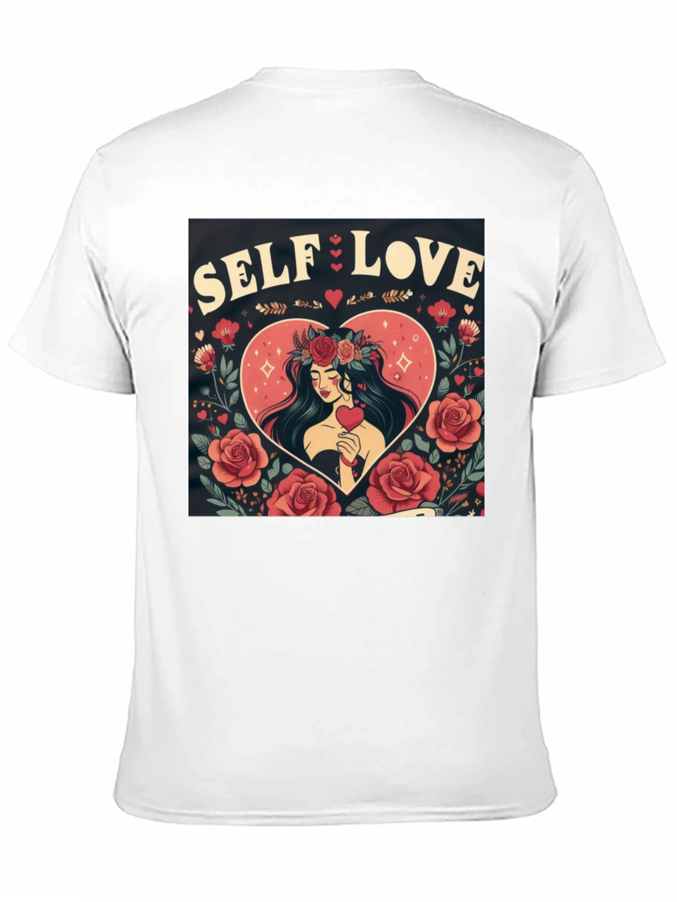 Self Love Graphic Tee Heart & Rose Design