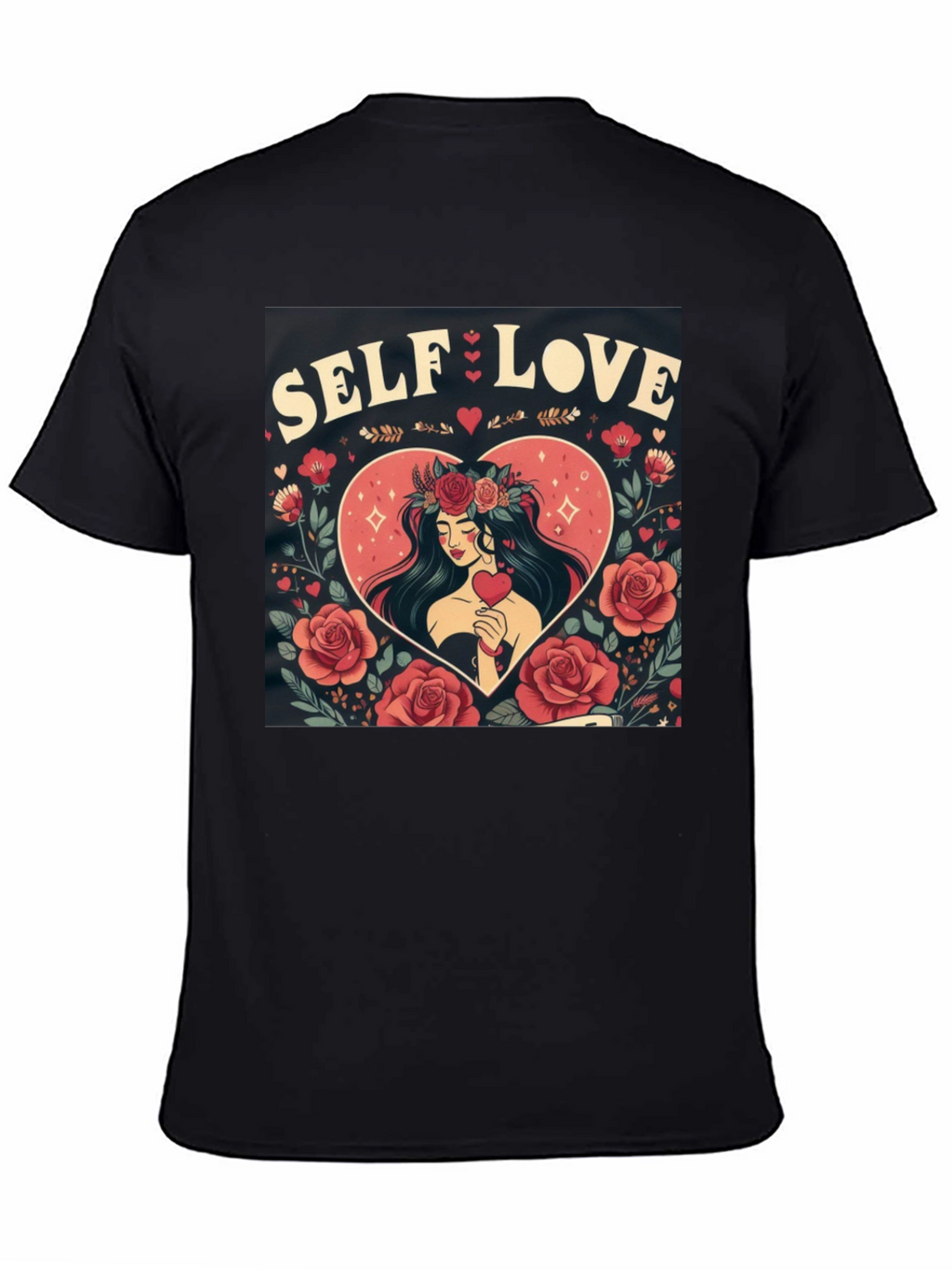 Self Love Graphic Tee Heart & Rose Design