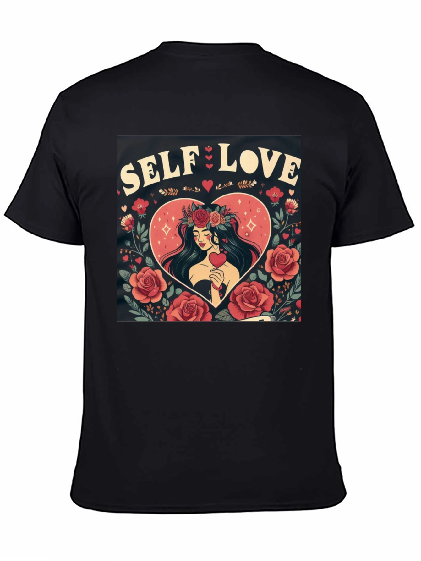 Self Love Graphic Tee Heart & Rose Design