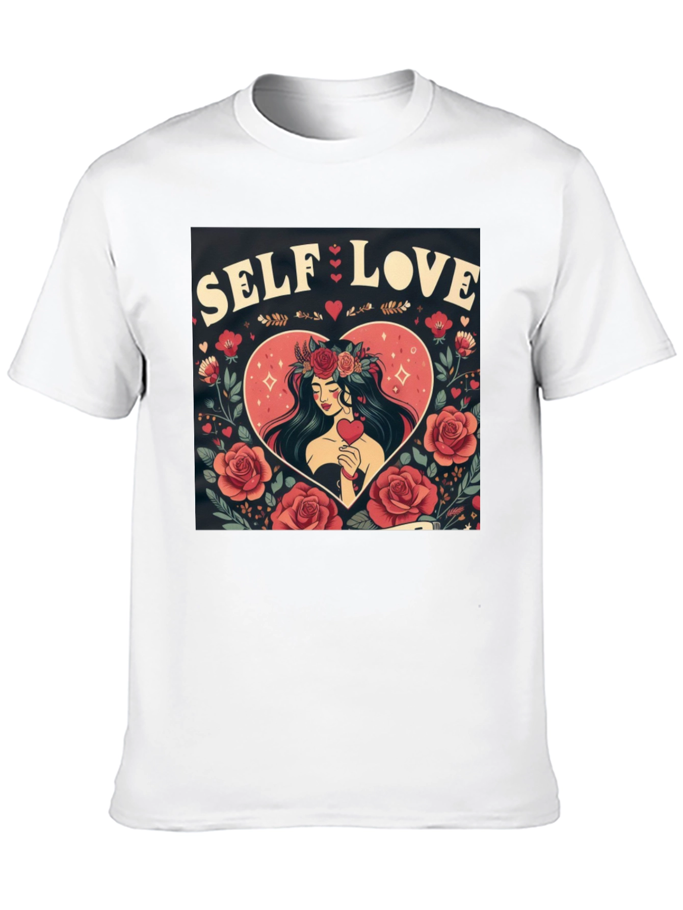 Self Love Graphic Tee Heart & Rose Design