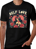 Self Love Graphic Tee Heart & Rose Design