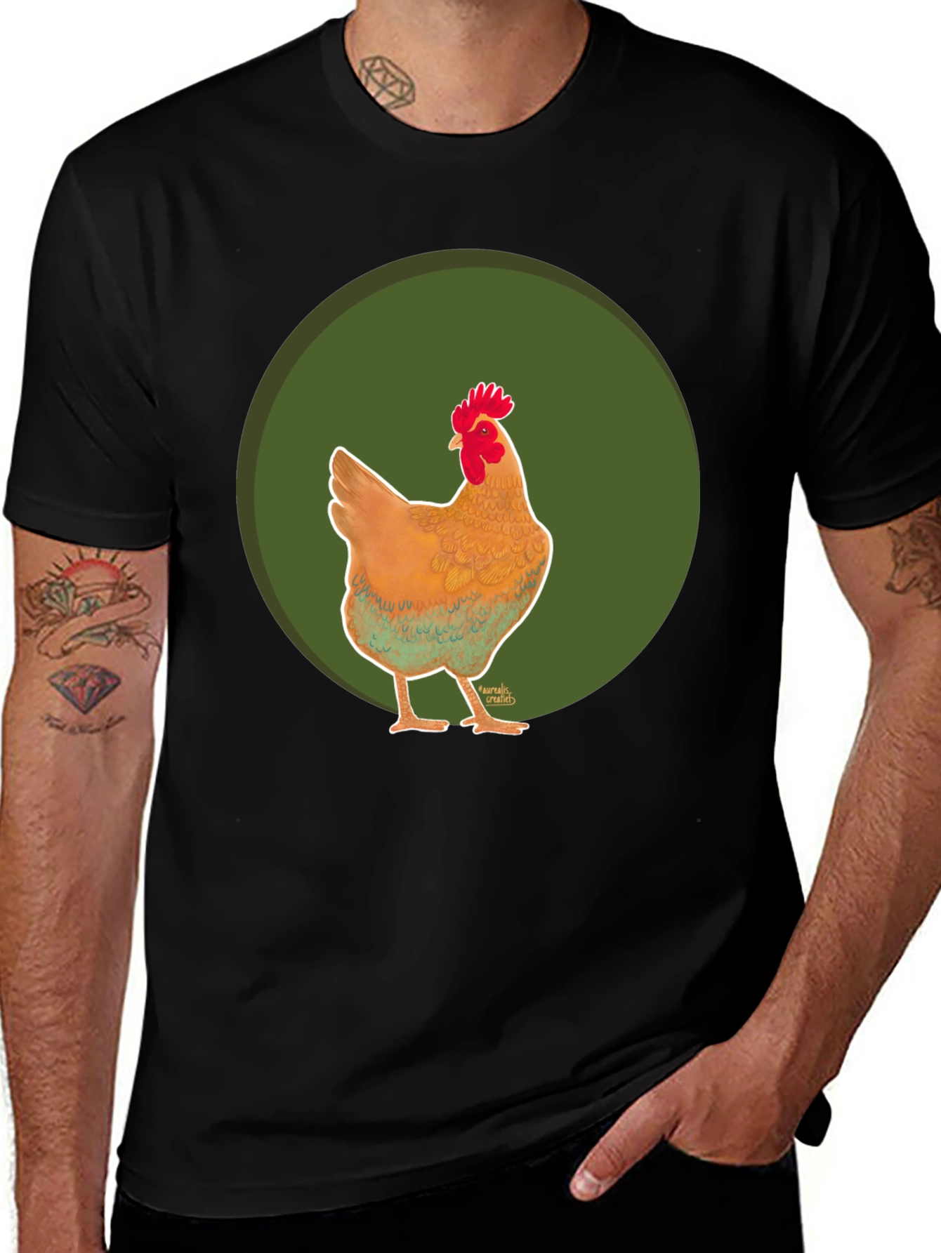 Chicken Graphic Tee - Casual Black T-Shirt