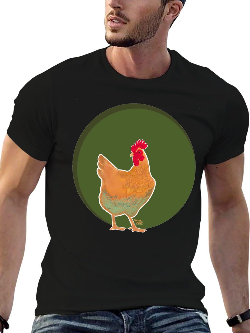 Chicken Graphic Tee - Casual Black T-Shirt