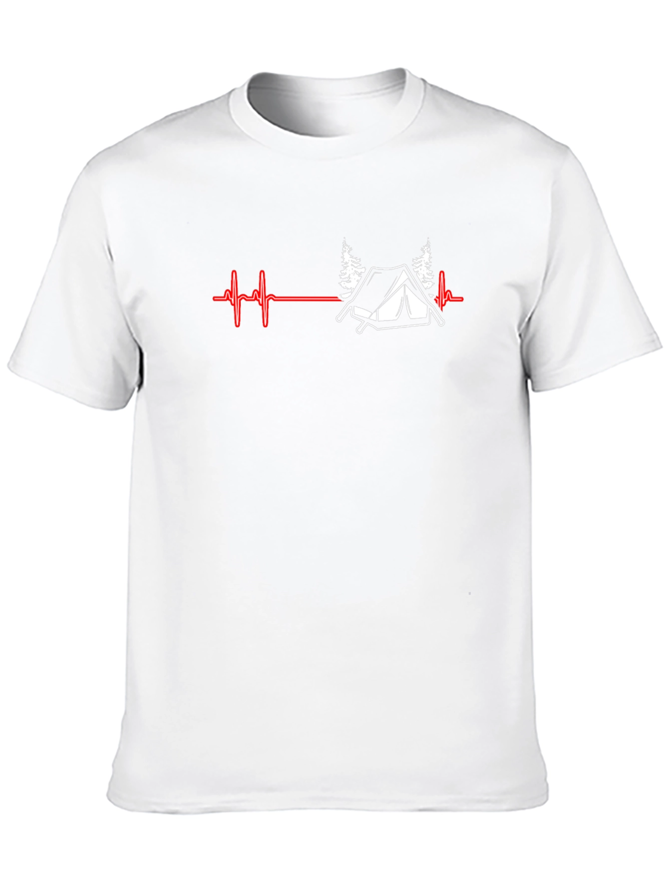 Camping Heartbeat Graphic T-Shirt - Black