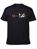 Camping Heartbeat Graphic T-Shirt - Black