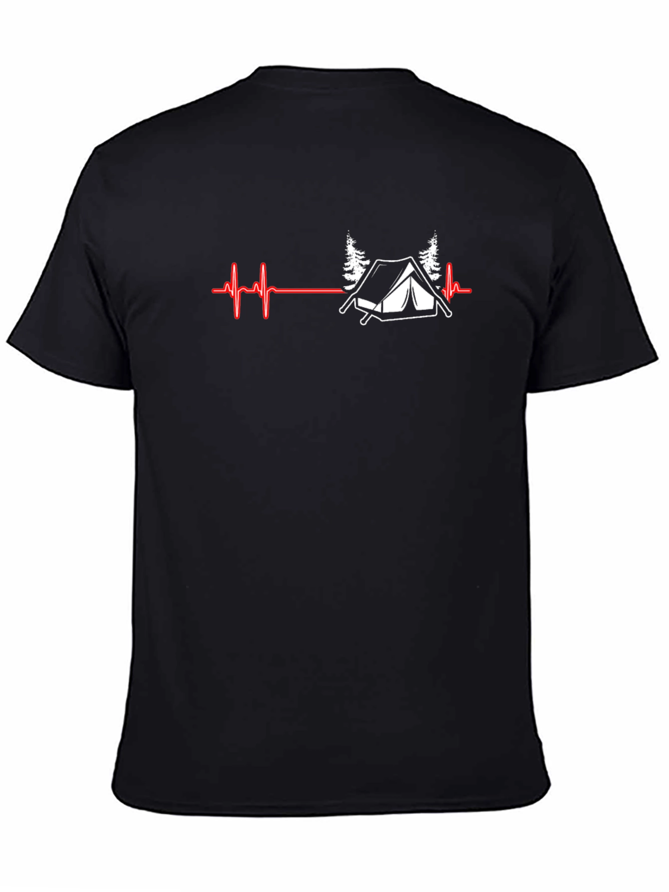 Camping Heartbeat Graphic T-Shirt - Black