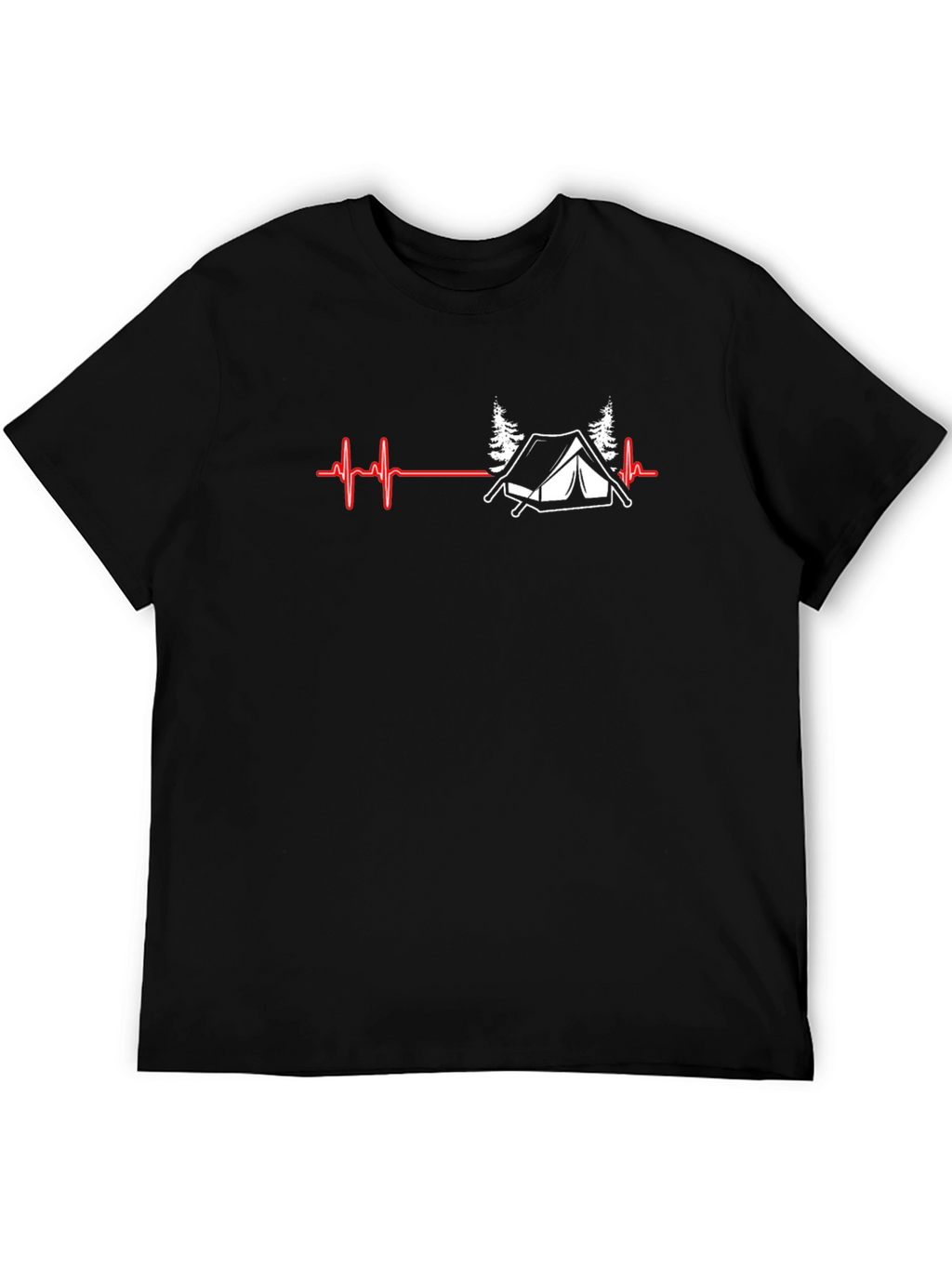 Camping Heartbeat Graphic T-Shirt - Black