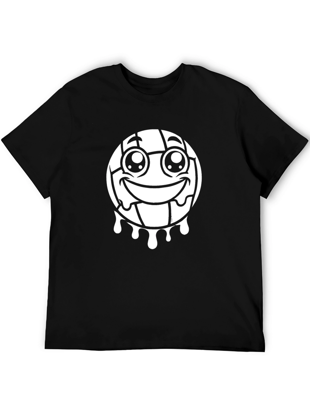 Funny Volleyball Smiley Face Black T-Shirt
