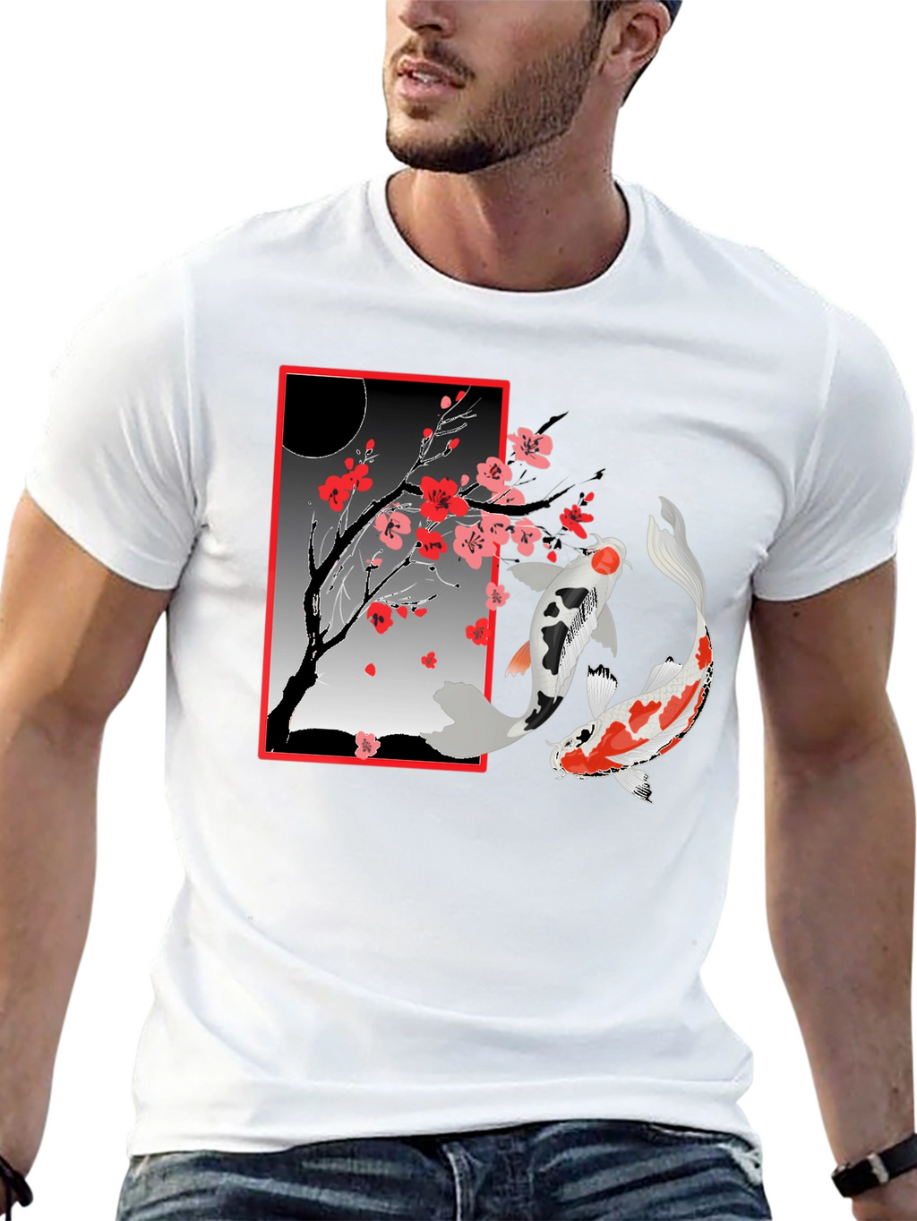 Koi Fish Cherry Blossom T-Shirt