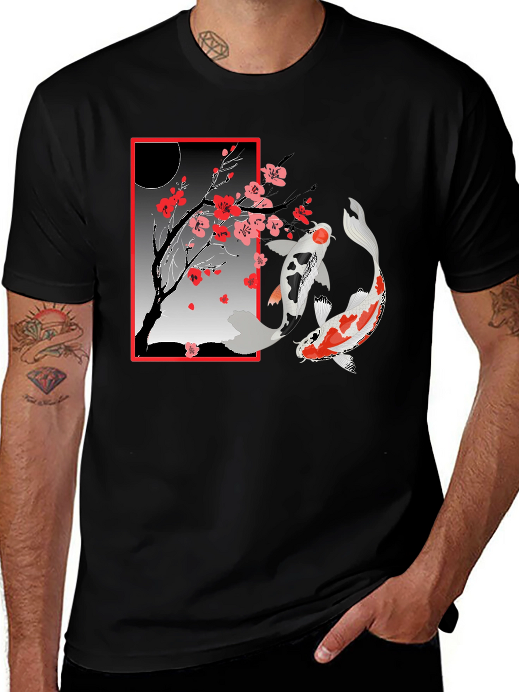 Koi Fish Cherry Blossom T-Shirt