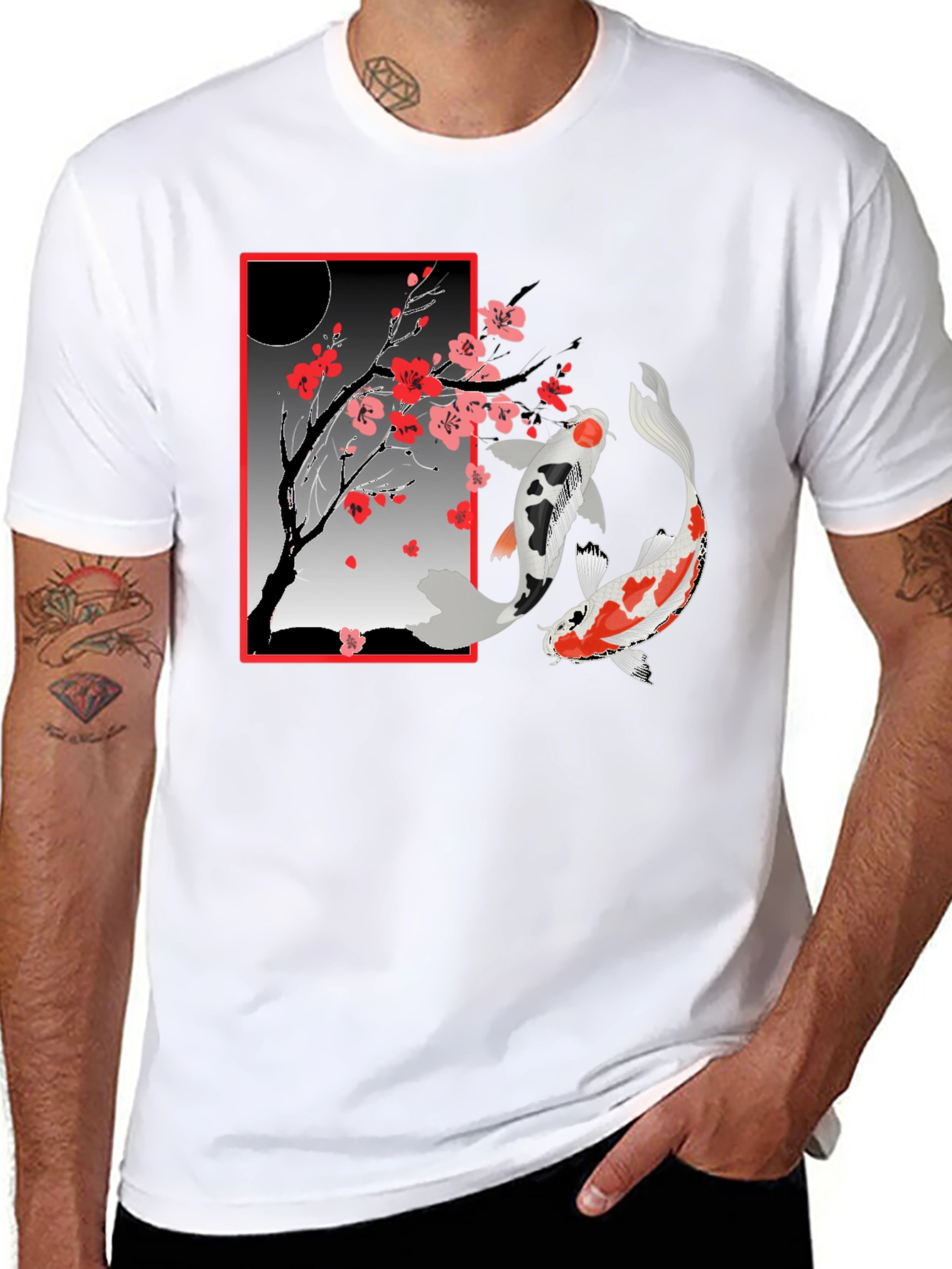 Koi Fish Cherry Blossom T-Shirt