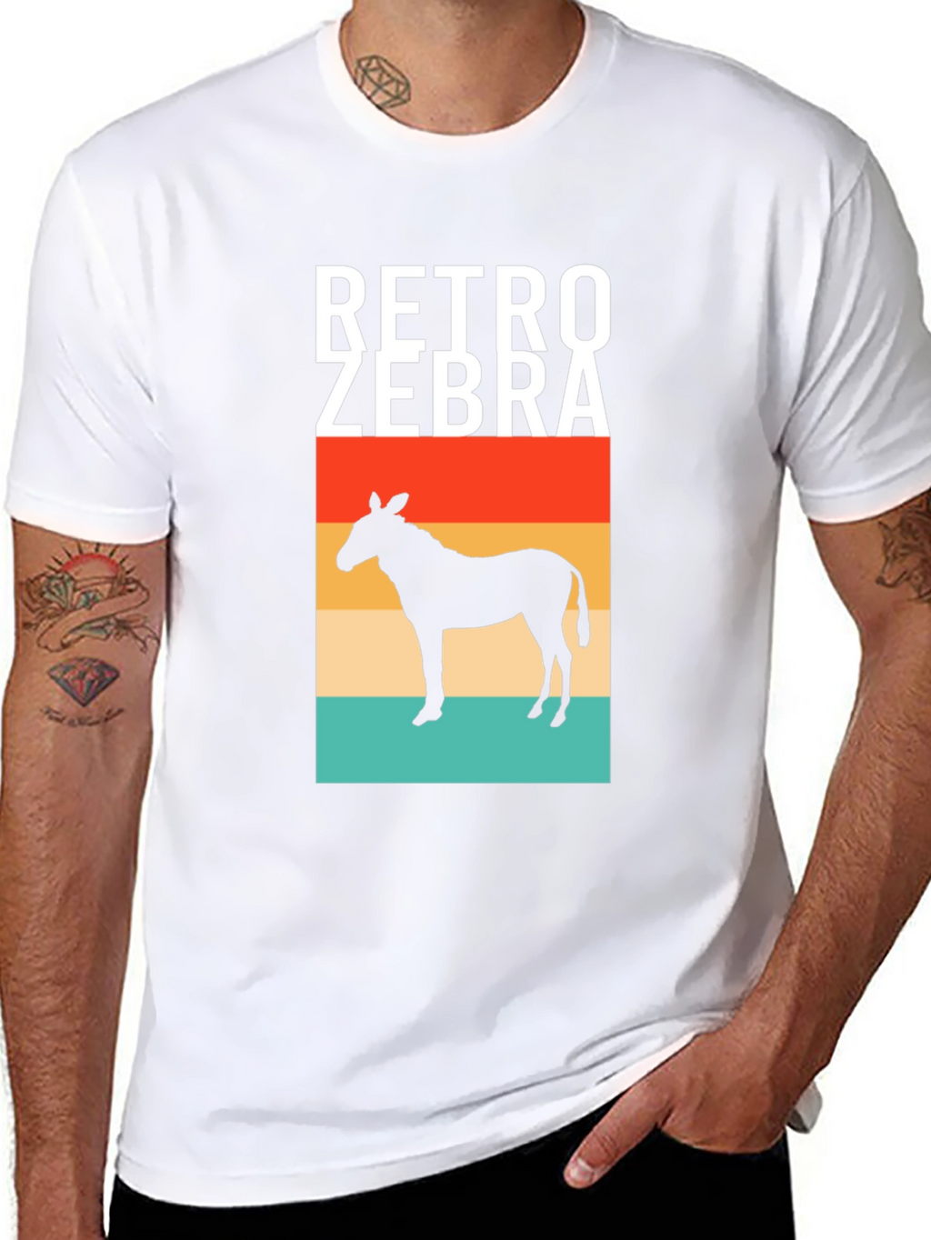 Retro Zebra Silhouette Graphic Tee - Mens Black T-Shirt
