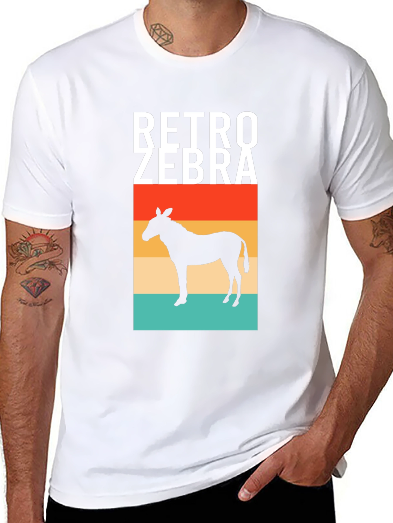 Retro Zebra Silhouette Graphic Tee - Mens Black T-Shirt